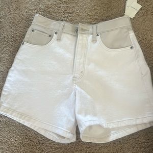 Abercrombie Dad Short in White Denim and Cream Leather NWT